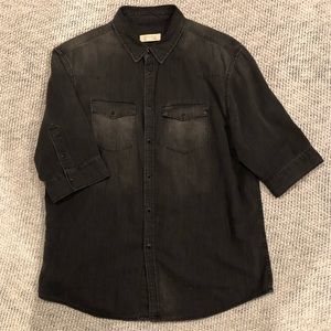 All Saints Black Short Sleeve Button Down